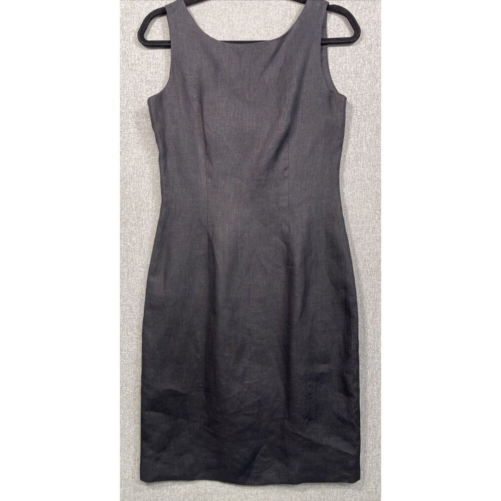 Steven Stockman Women’s 100% Linen Dress Size 4 Black Back Bow - Picture 1 of 11